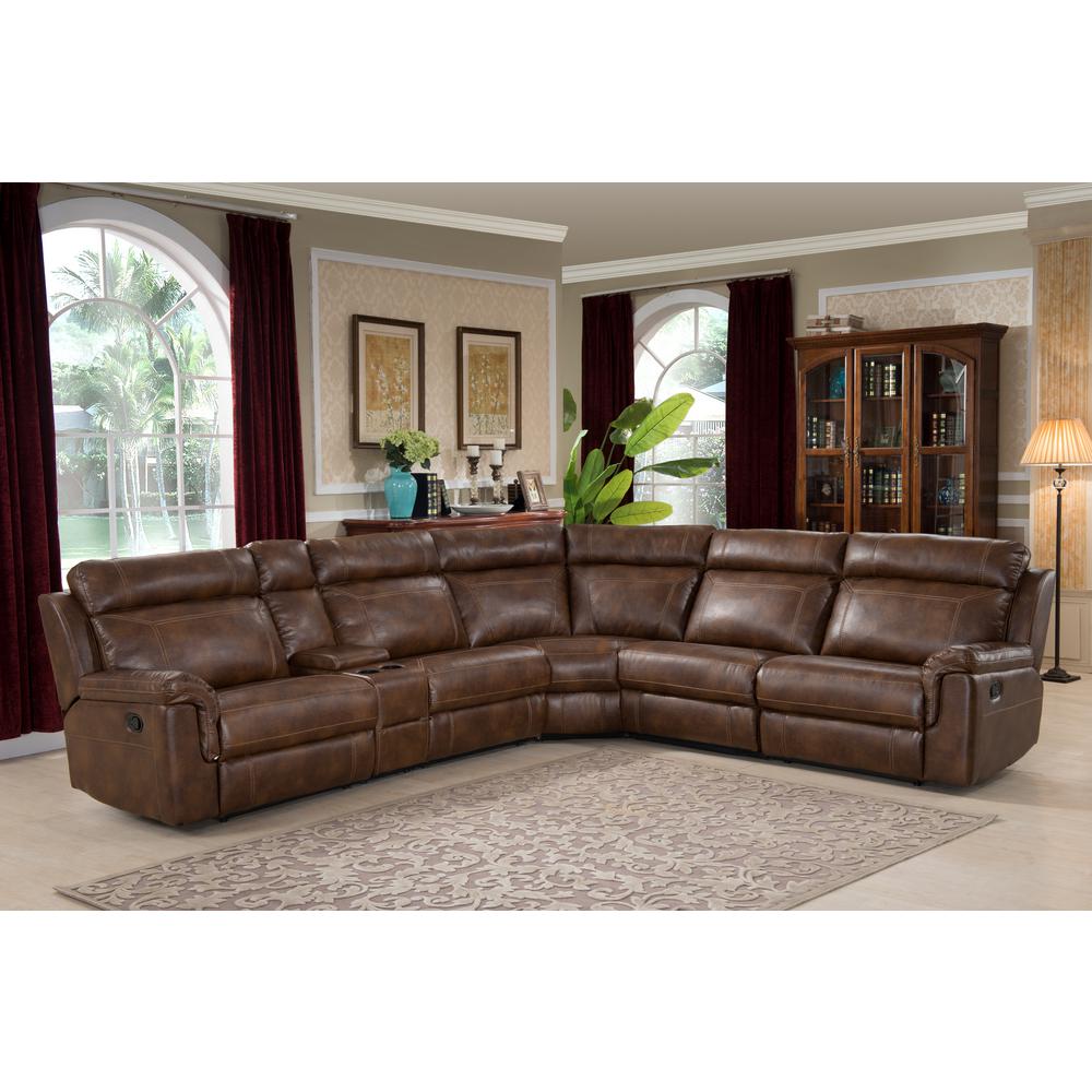 Ac Pacific Clark 6 Piece Brown Upholstered Reclining Living