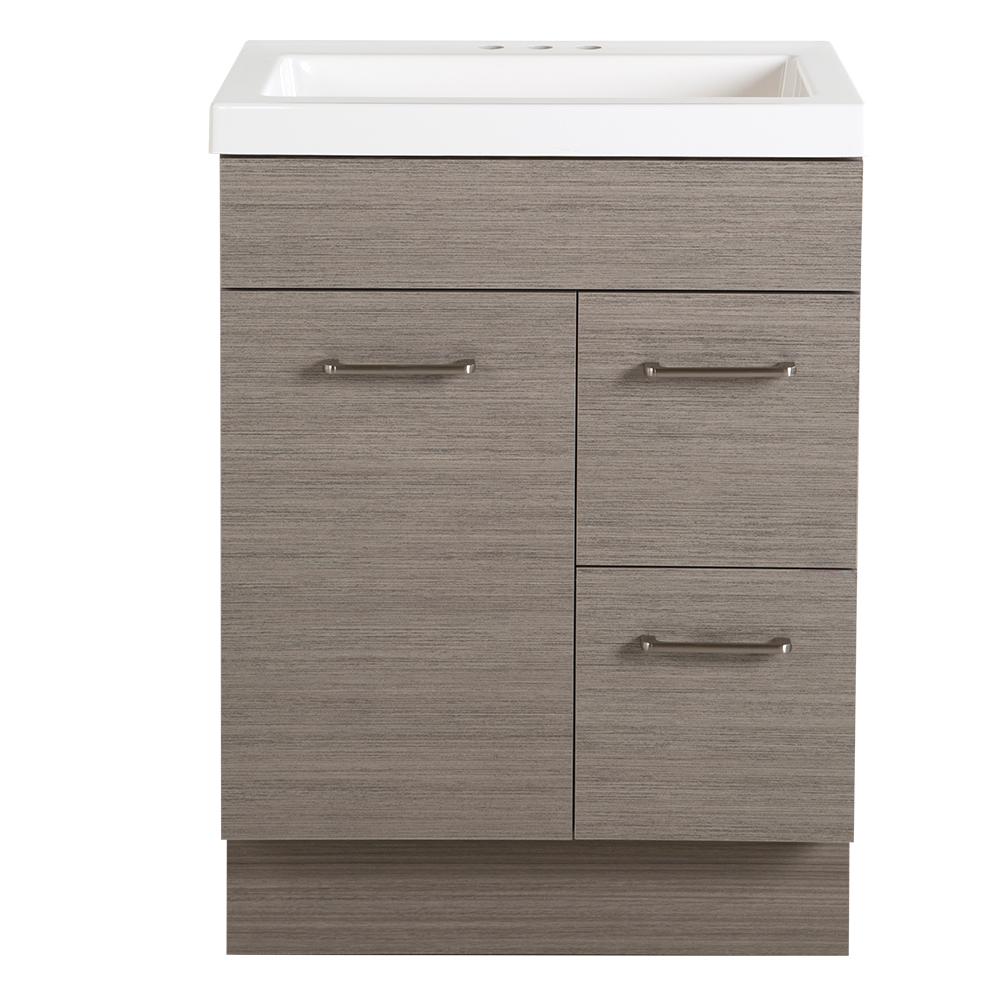 Glacier Bay Jayli 24 In W X 17 In D X 34 In H Bath Vanity In Haze With Cultured Marble Vanity Top In White With White Sink Ja24p2 He The Home Depot