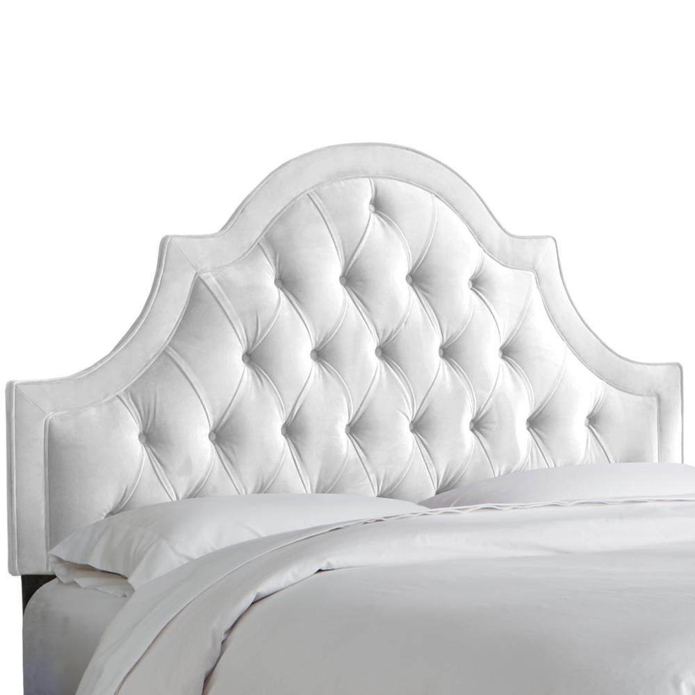 Skyline Furniture Velvet White Full High Arch Tufted ...