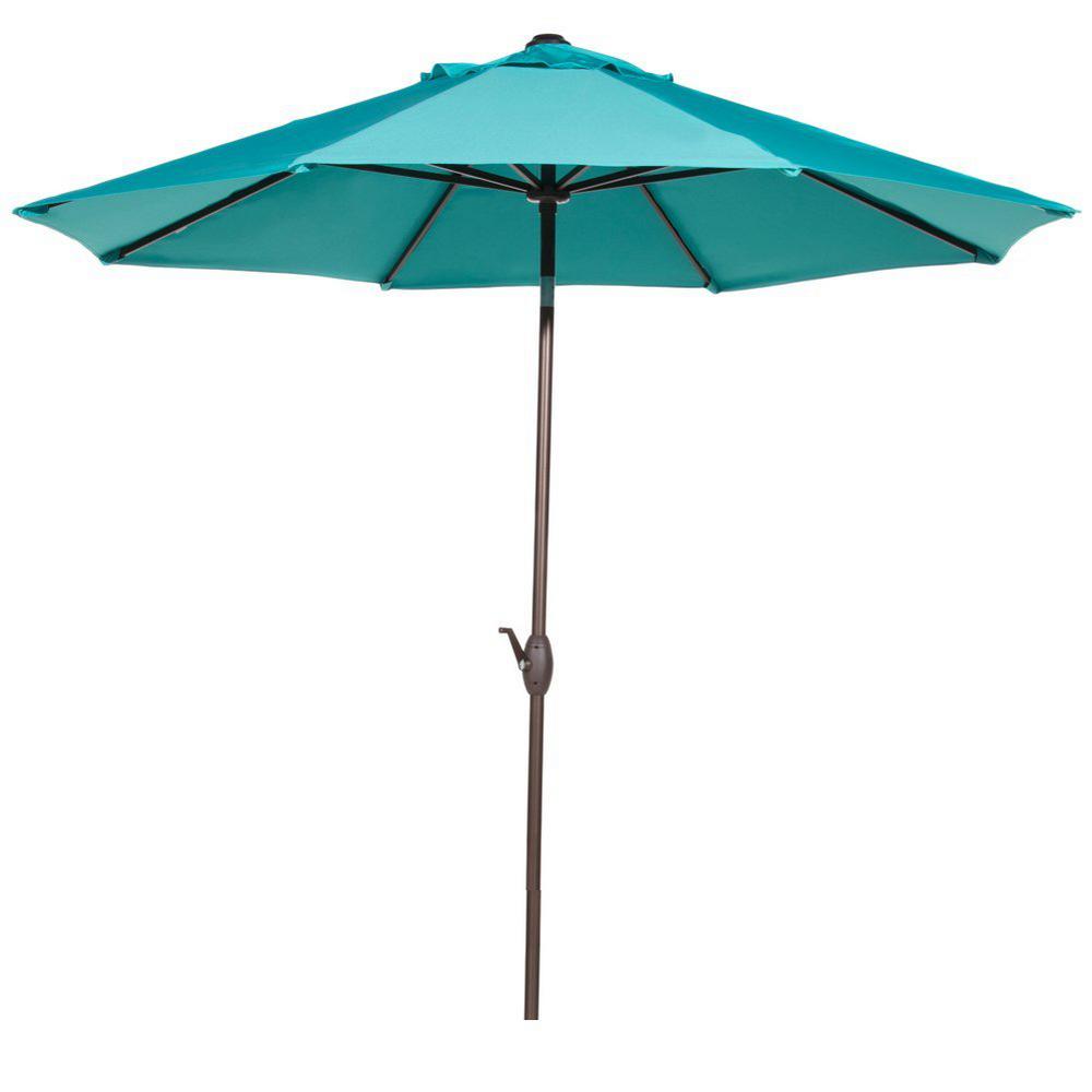 Abba Patio 9 ft. Market Outdoor Table Umbrella with Auto Tilt/Crank Patio Umbrella in Turquoise