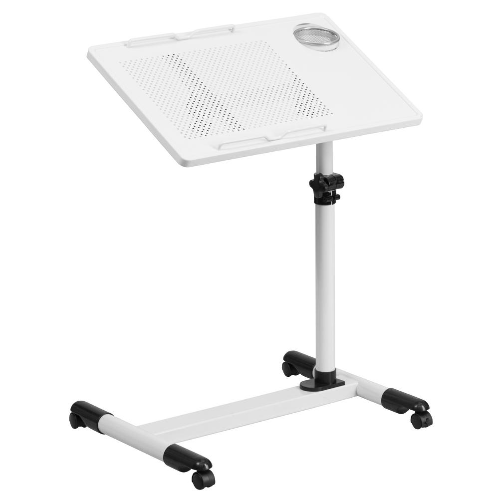 Flash Furniture White Adjule Height Steel Mobile Computer Desk Flash Furniture White Adjule Height Steel Mobile Computer Desk