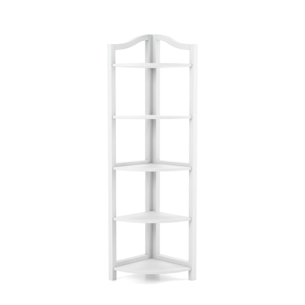 Furniture Of America 62 In White Wood 5 Shelf Corner Bookcase Idf