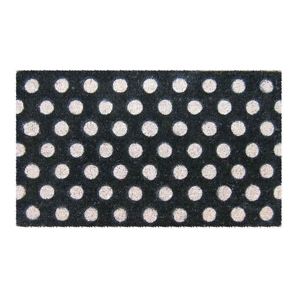 Entryways White Polka Dots 18 inch x 30 inch Hand Woven Coir Door Mat by Entryways