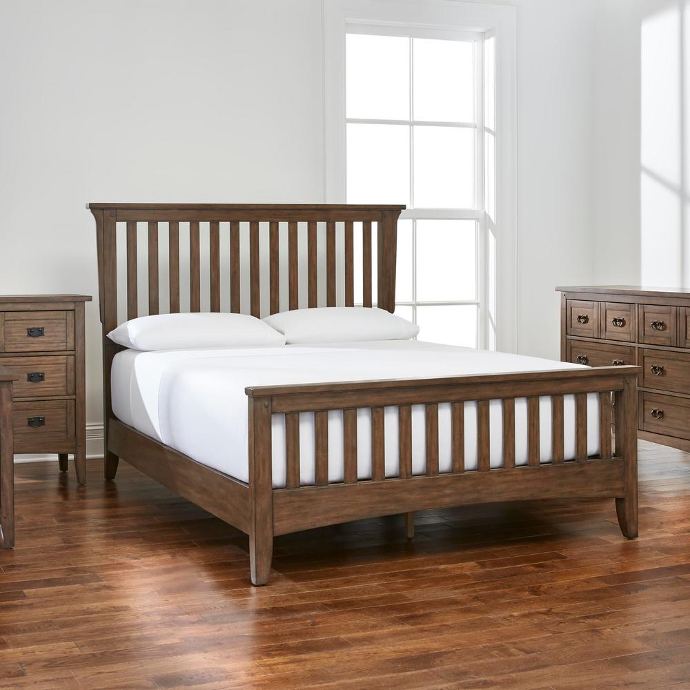 Home Decorators Collection Abrams Walnut Finish King Mission Style Bed 85 In W X 54 In H 10752 The Home Depot