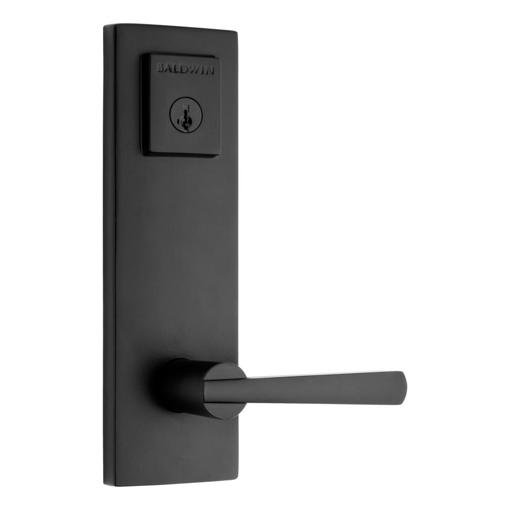 Baldwin Prestige Spyglass Matte Black Universal Entrance Door Handleset