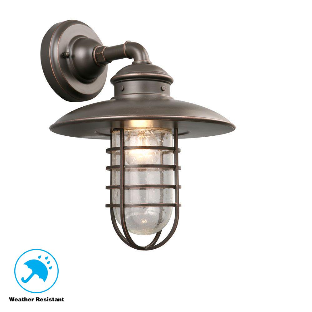 Hampton Bay 1 Light Oil Rubbed Bronze Outdoor Wall Lantern Dyx1691a Hampton Bay 1 Light Oil Rubbed Bronze Outdoor Wall Lantern
