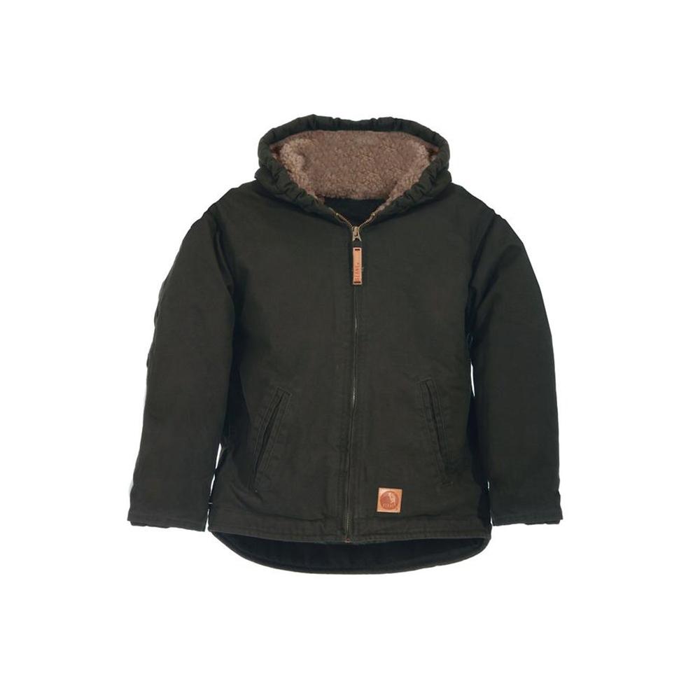 Berne Boys Olive Duck 100/% Cotton Youth Hooded Jacket