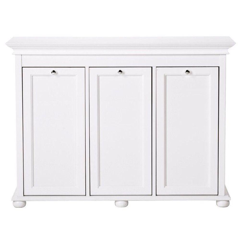 Hampton Harbor 37 in. Triple Tilt-Out Hamper in White