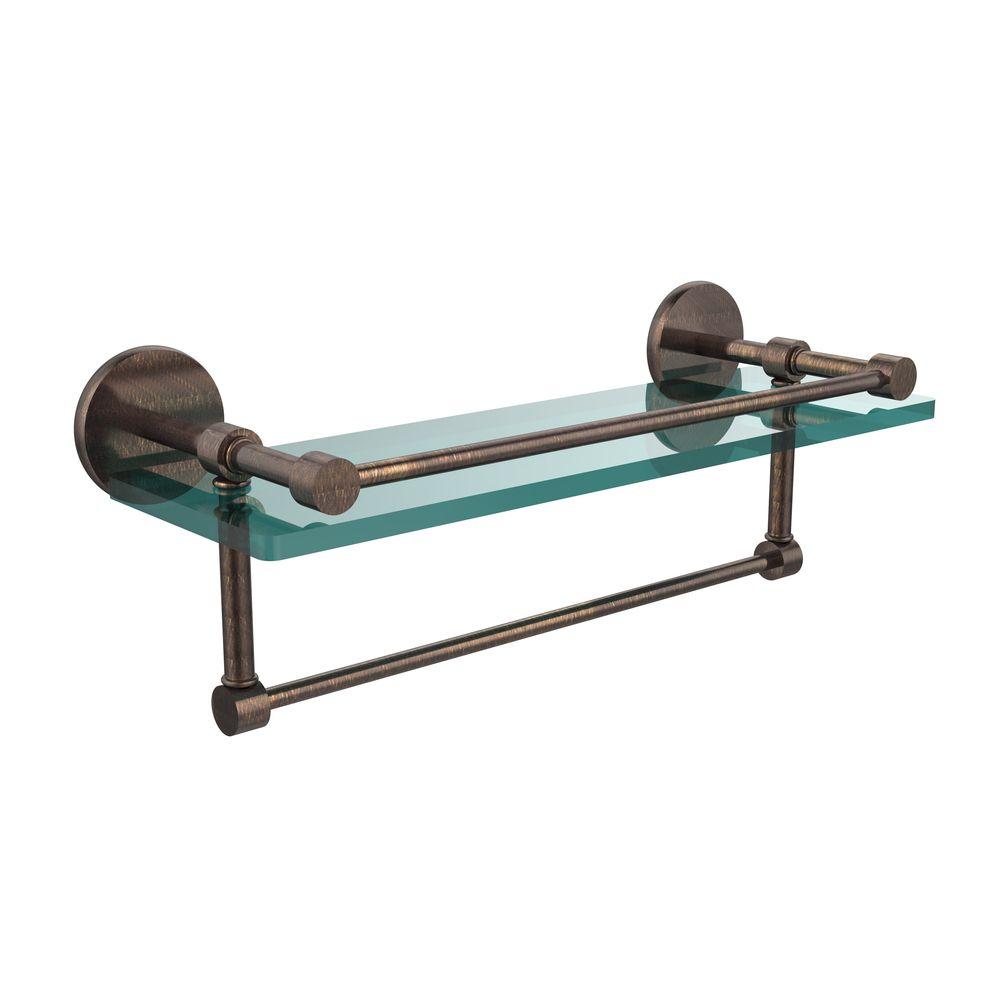Allied Brass NS-1//16TB-VB 16 Inch Glass Vanity Shelf with Integrated Towel Bar Venetian Bronze