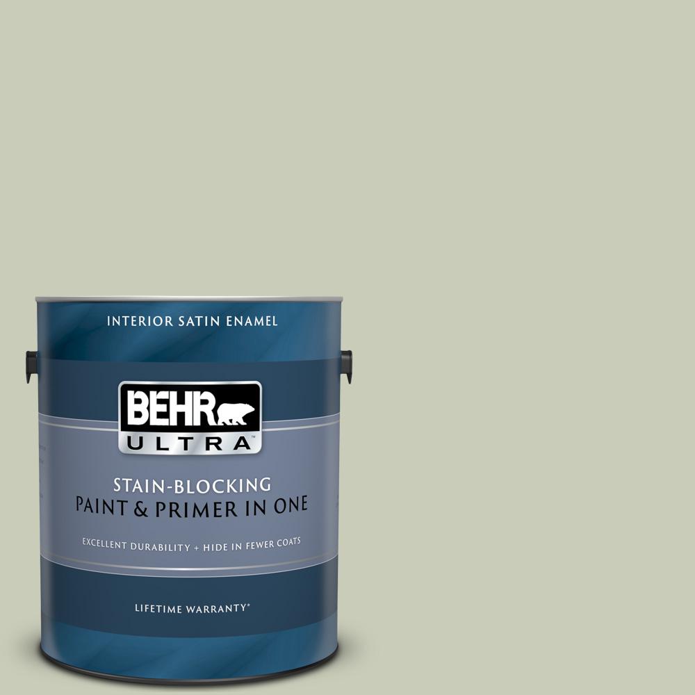 BEHR ULTRA 1 gal. S3802 Morning Zen Satin Enamel Interior Paint and
