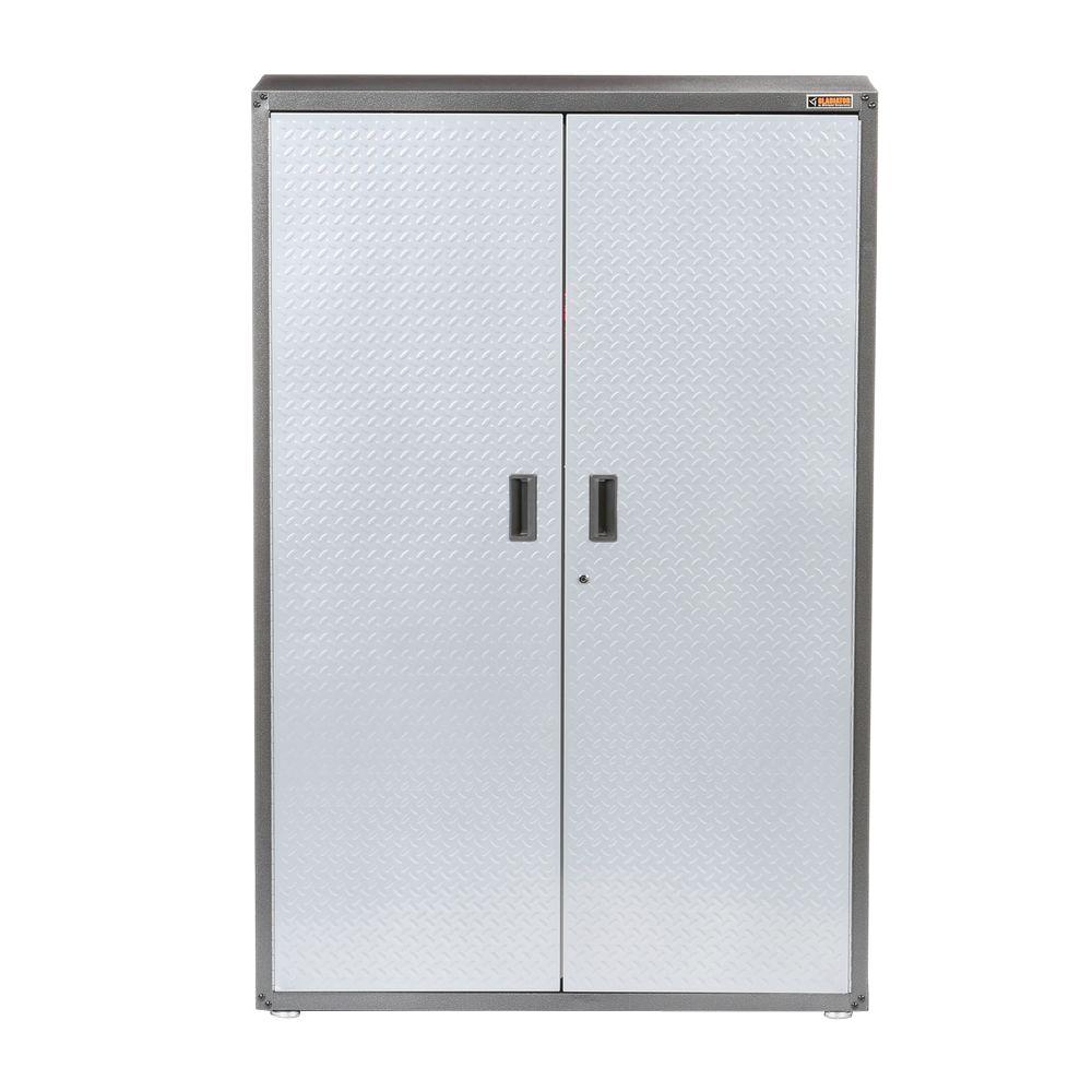 Gladiator Ready-to-Assemble 72 in. H x 48 in. W x 18 in. D Steel Freestanding Garage Cabinet in Silver Tread