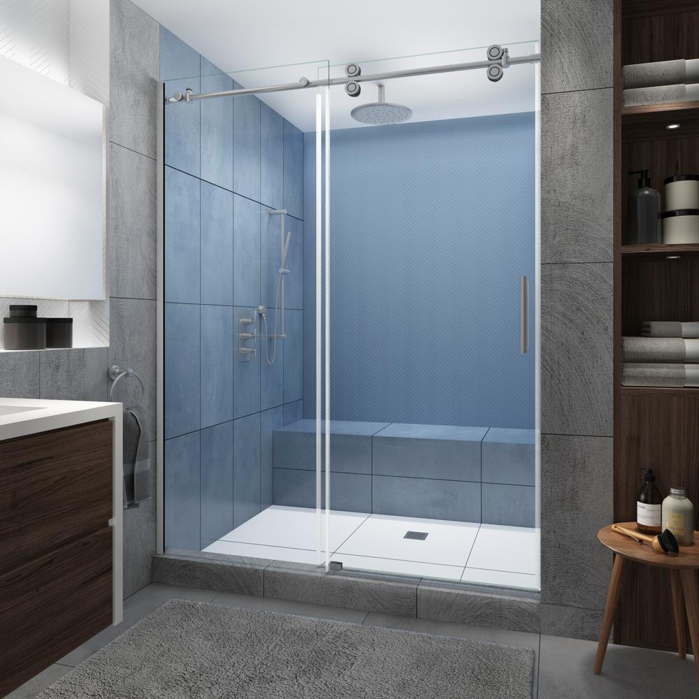 Aston Langham XL 56 - 60 in. x 80 in. Frameless Sliding Shower Door with StarCast Clear Glass in 