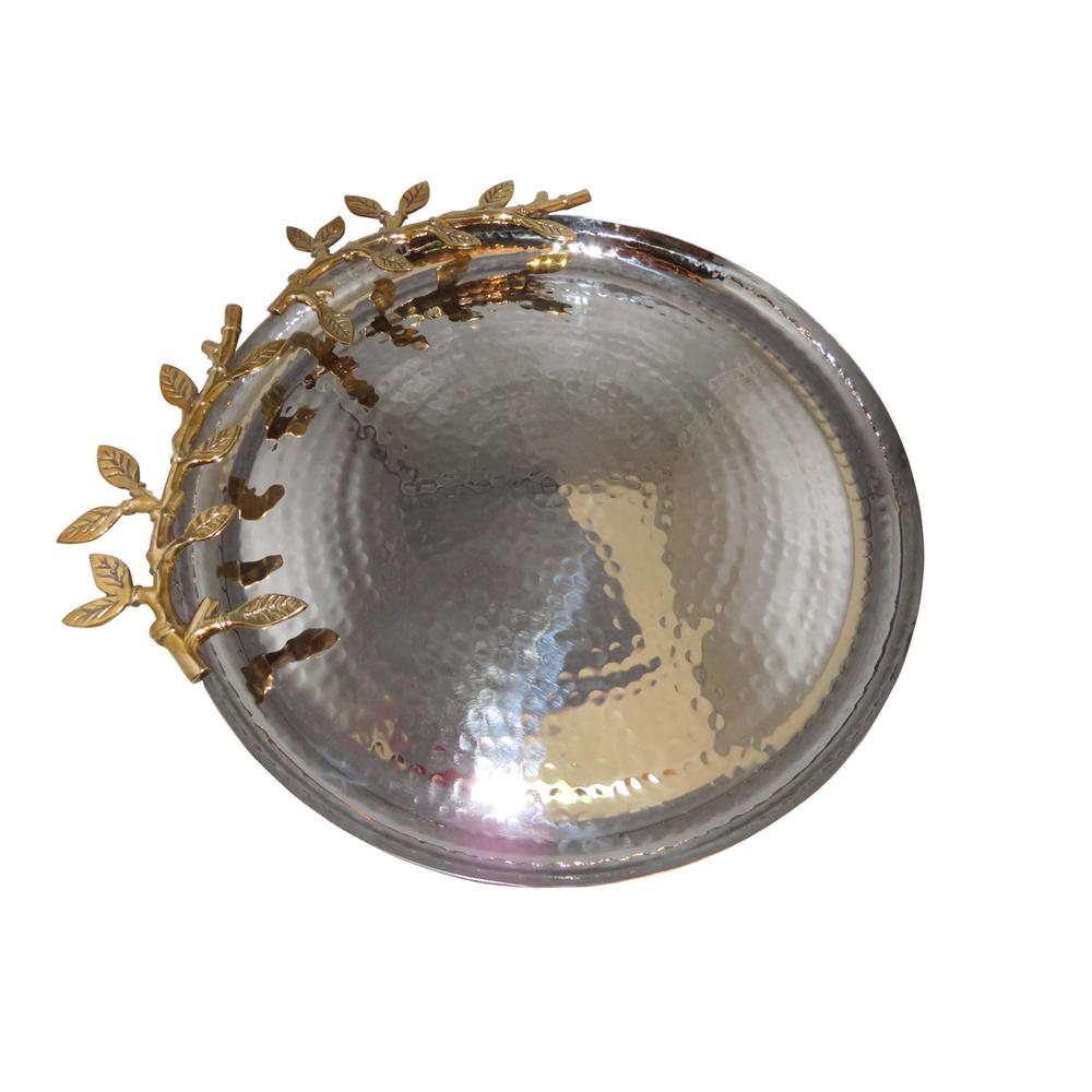Serving Trays The Home Depot Round Gold Hammered Tray