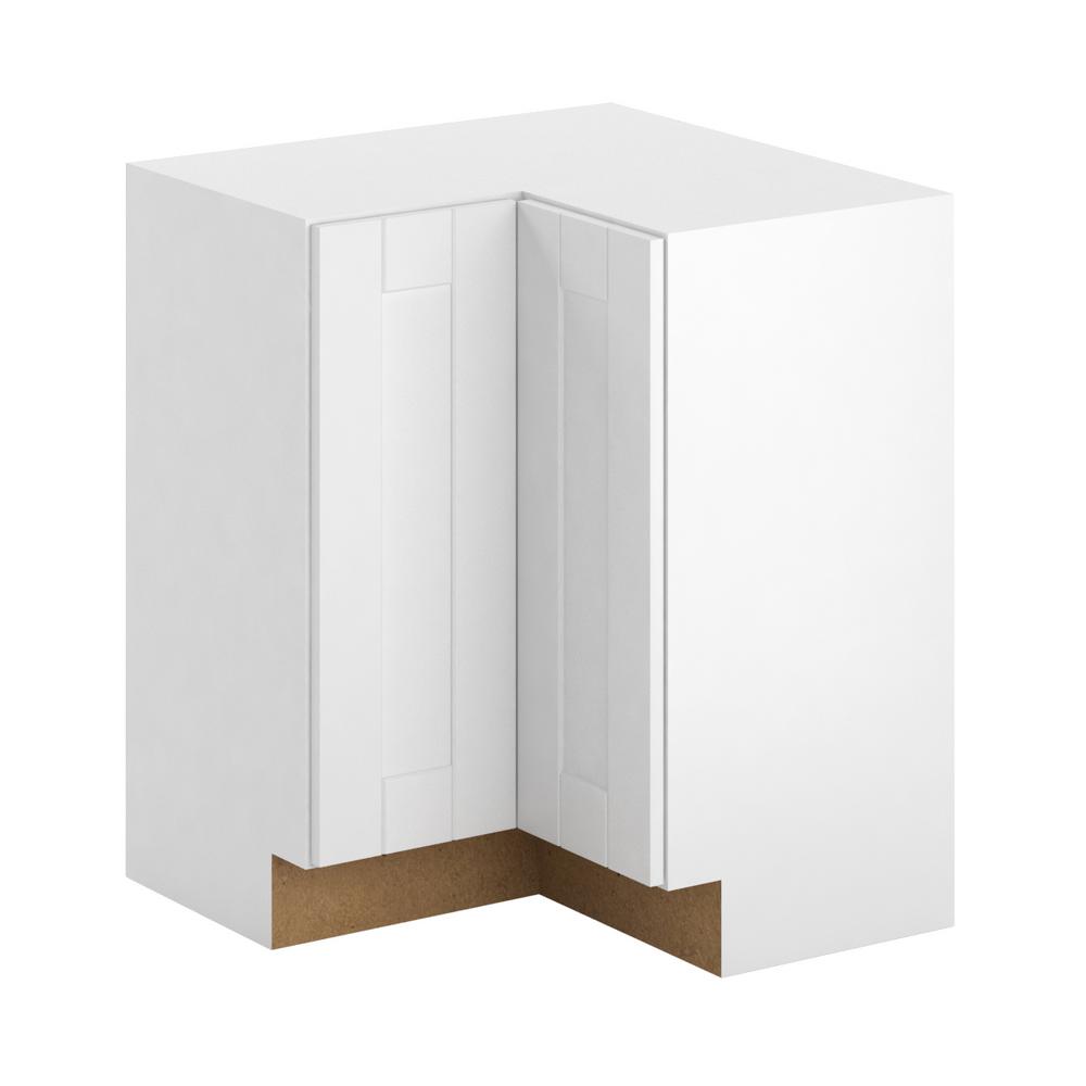Hampton Bay Princeton Shaker Assembled 28 5x34 5x28 5 In Corner Base Cabinet Warm White