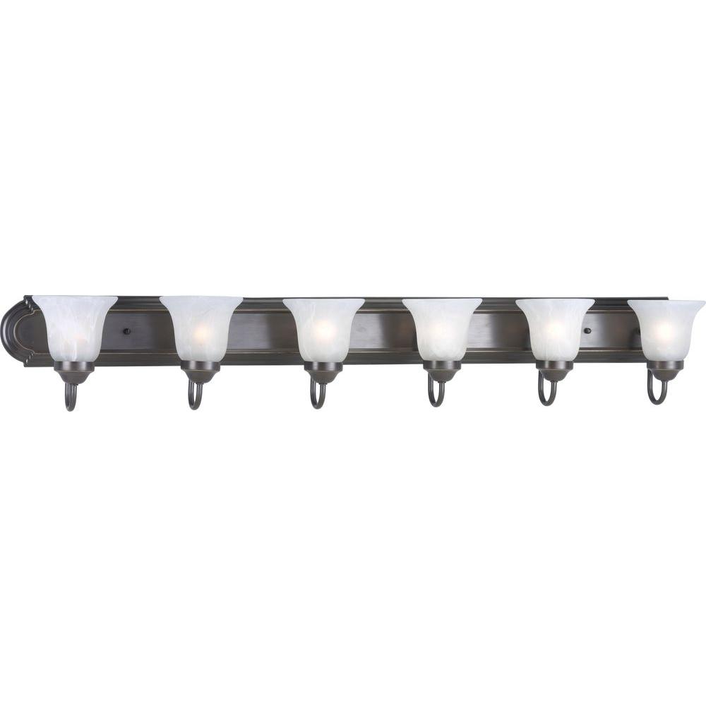 Progress Lighting 6 Light Antique Bronze Vanity With Alabaster Progress Lighting 6 Light Antique Bronze Vanity With Alabaster Glass Shades