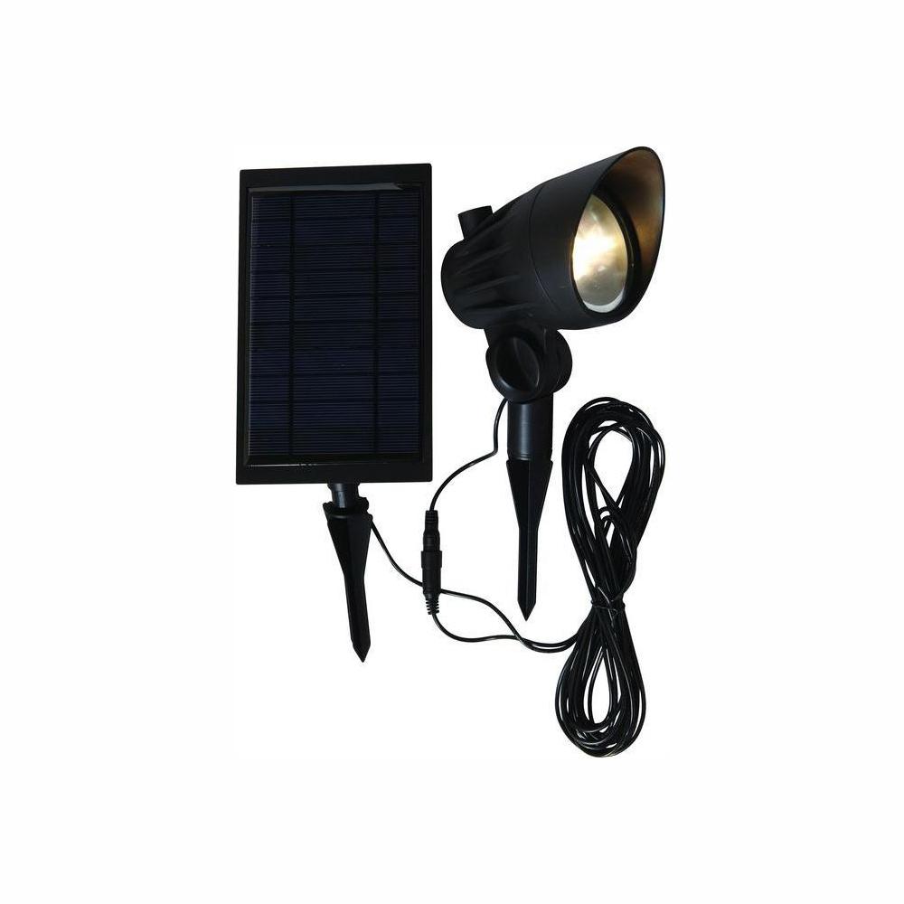 Solar Black Outdoor Integrated Led 3000k 70 Lumens Landscape Spot Light With Panel And Wire