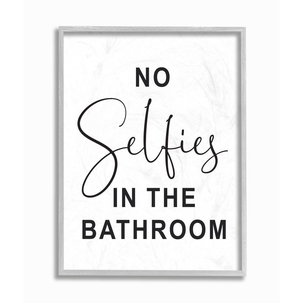 Stupell Industries 11 In X 14 In No Selfies Bathroom Black And