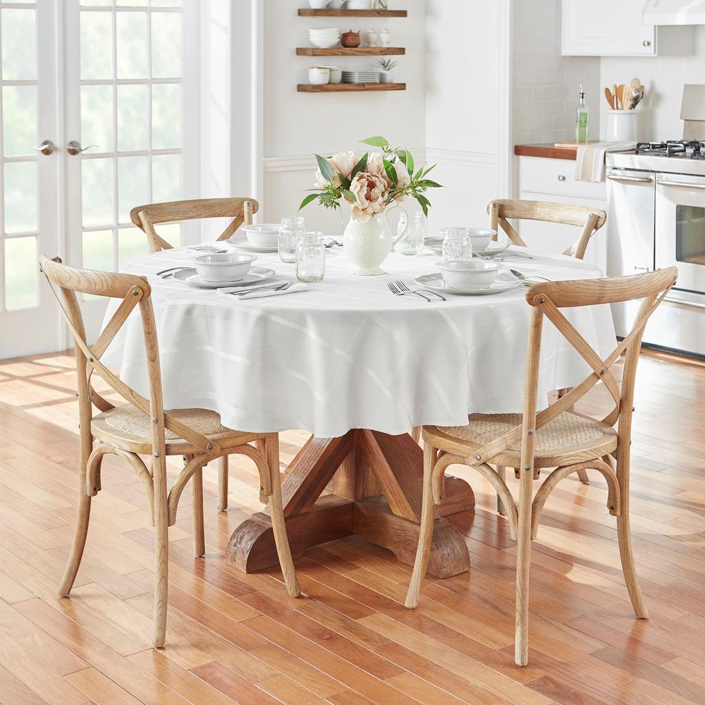 Villeroy Boch Milano 70 In W X 96 L Fabric Tablecloth Round White Elrene Elegance Plaid Damask Fabric Tablecloth