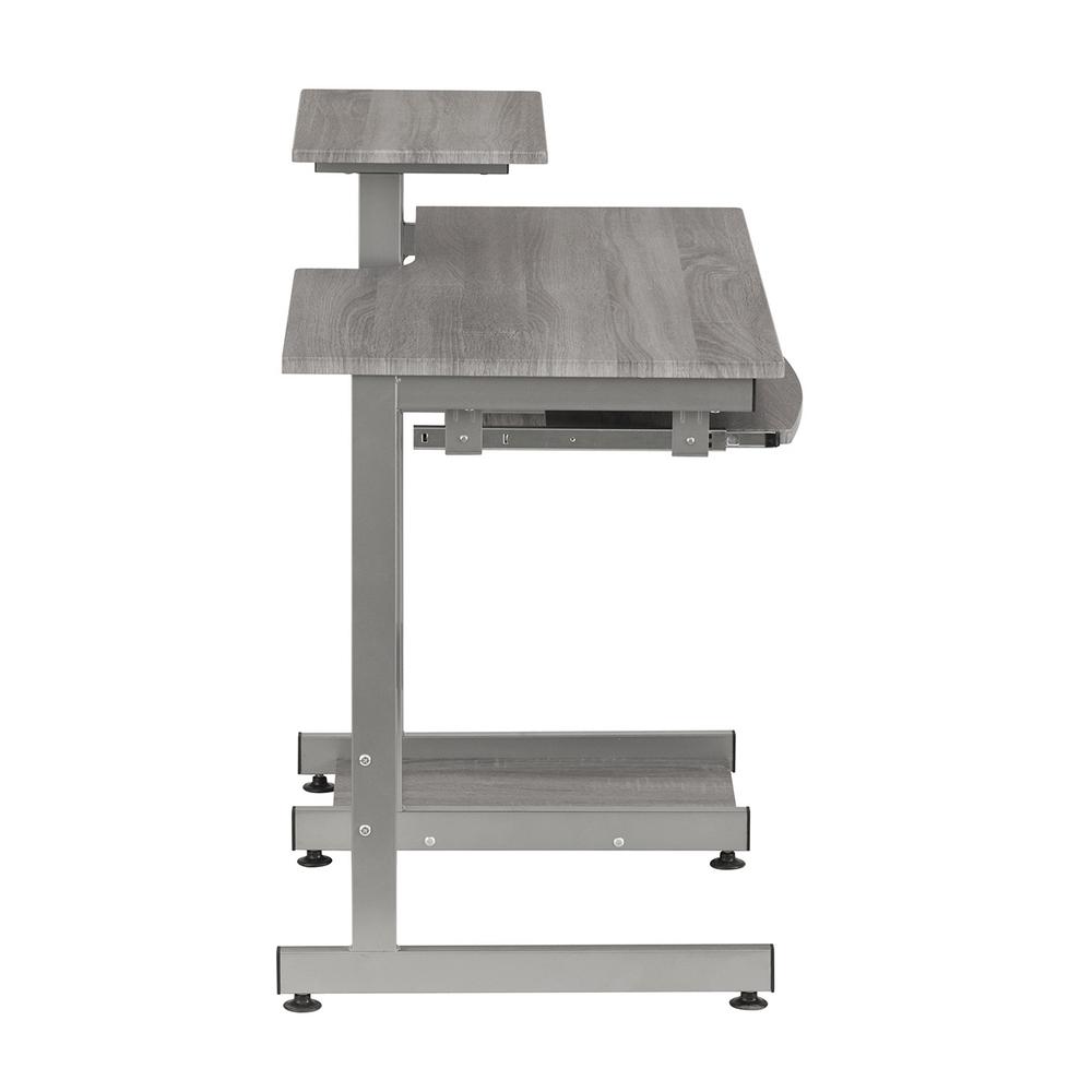 Techni Mobili Grey Computer Workstation Desk With Pull Out