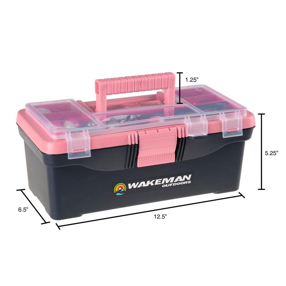pink fishing tackle box
