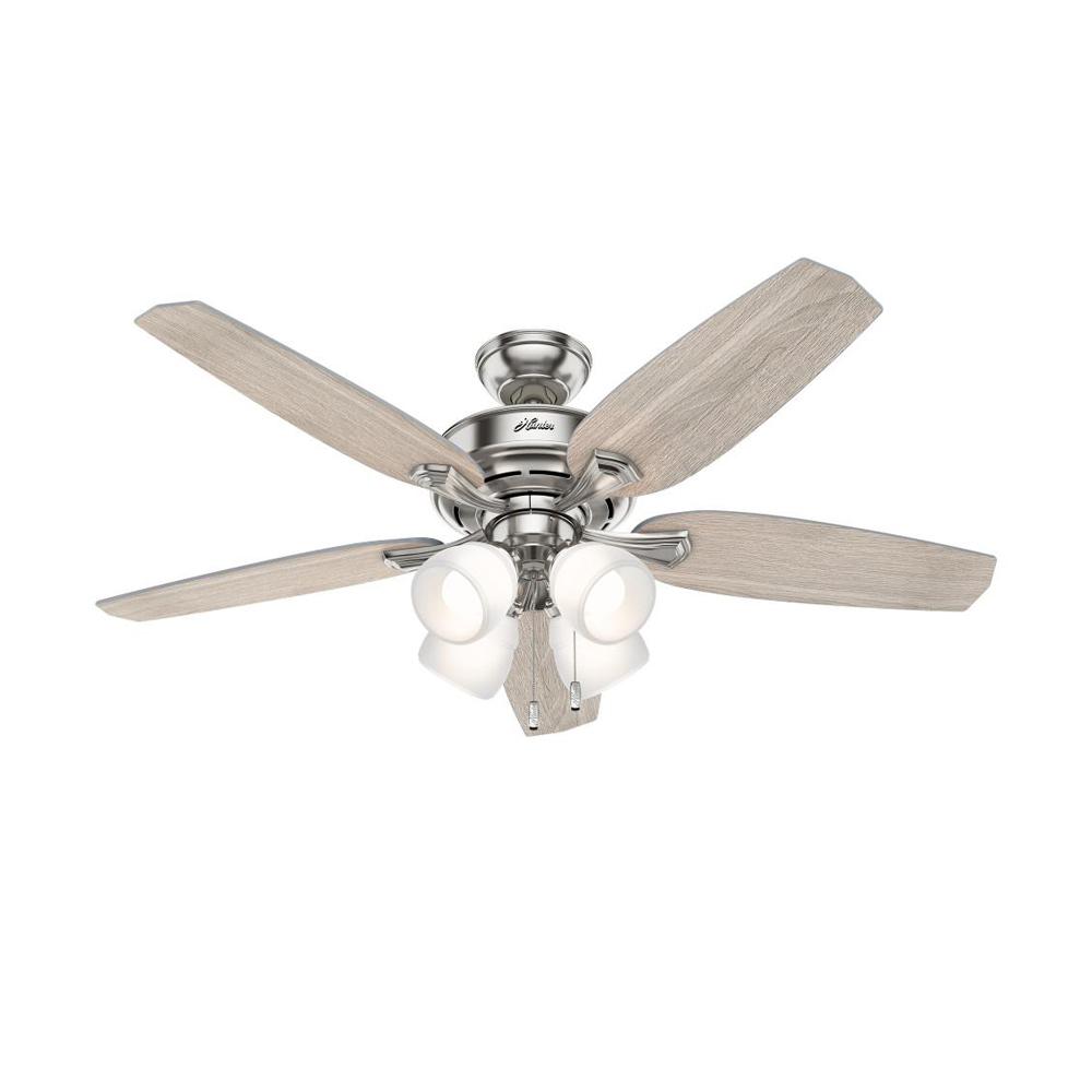 Hunter Lucille 52 in. LED Indoor Brushed Nickel Ceiling Fan with Light