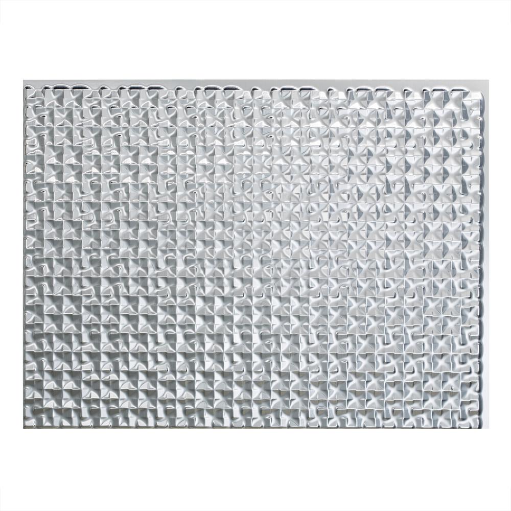 Fasade Terrain 18 In X 24 Brushed Aluminum Vinyl Decorative Brushed Aluminum Vinyl Decorative Wall Tile Backsplash