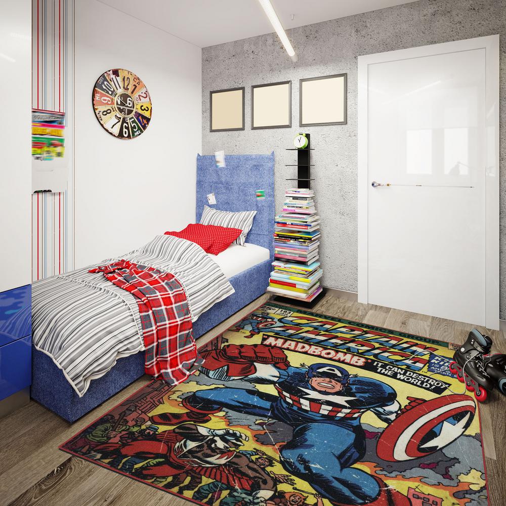 Marvel Captain America Multi Colored 5 Ft X 7 Ft Indoor Juvenile Area Rug