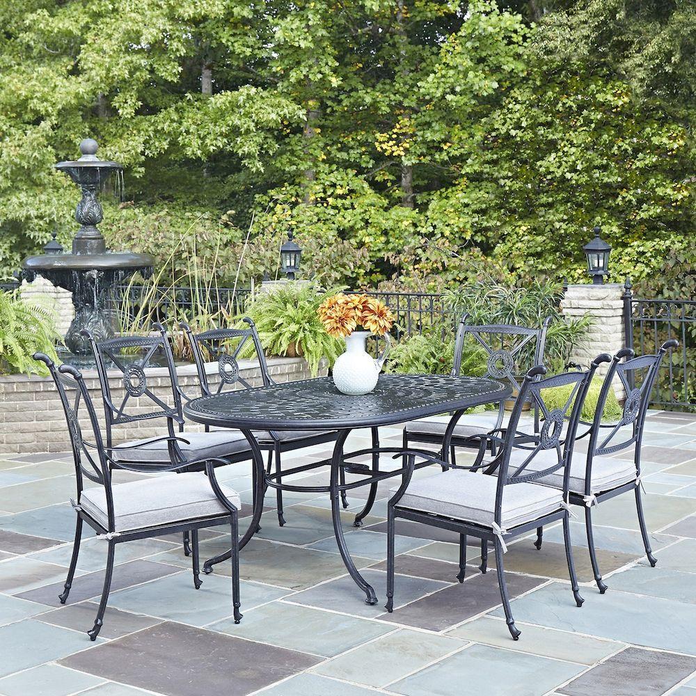 Homestyles Athens Charcoal 7 Piece All Weather Cast Aluminum Patio