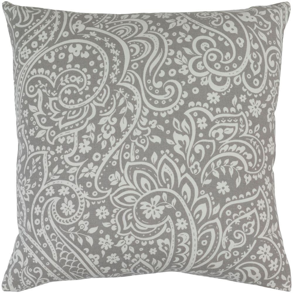 Jean Pierre Faux Fur 2 Piece Decorative Pillow Set In Light Gray Solomon Gray Paisley 18 In X Decorative Pillow