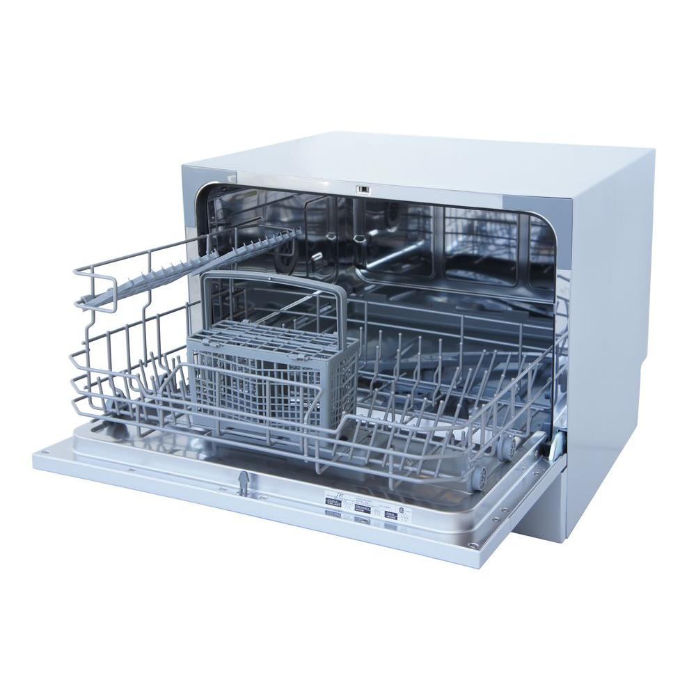 Spt Countertop Dishwasher In Silver With Delay Start And 6 Place