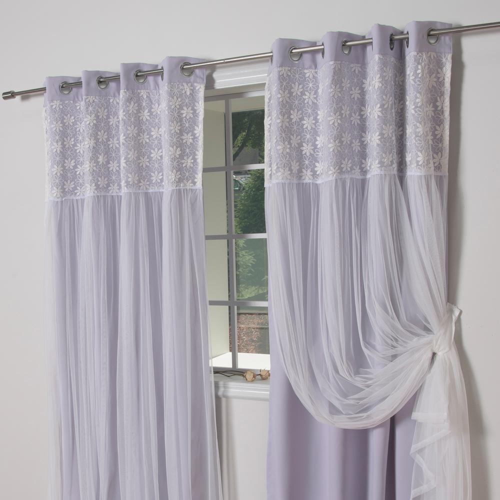 Best Home Fashion Lilac 84 In L Irene Lace Overlay Blackout