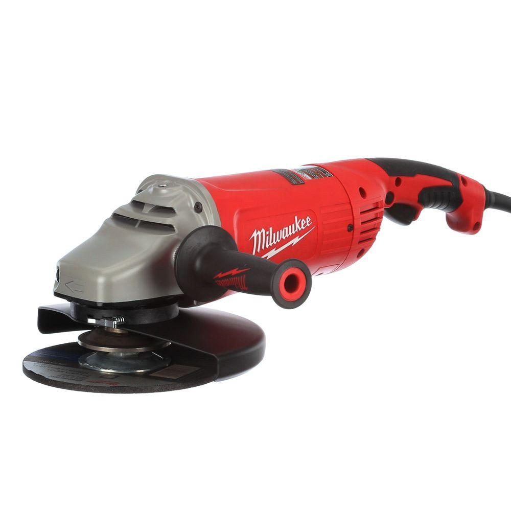 Makita 15 Amp 7 in. Corded Angle Grinder with Grinding wheel, Side