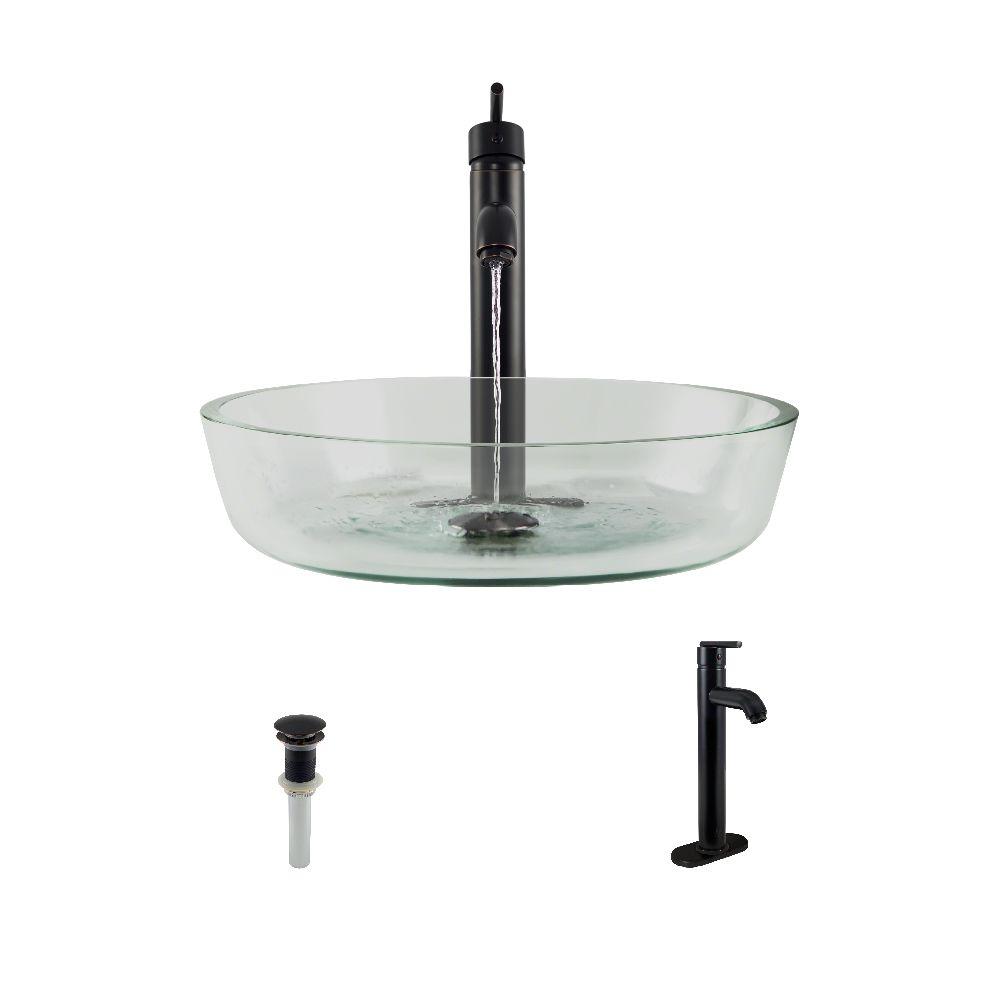 Hembry Creek Vessel Sink in Clear GlassSF01 The Home Depot