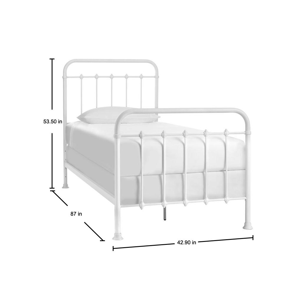 Dorley Farmhouse White Metal Twin Xl Bed 42 9 In W X 53 5 H Dorley Farmhouse White Metal Twin Xl Bed 42 9 In W X 53 5 H