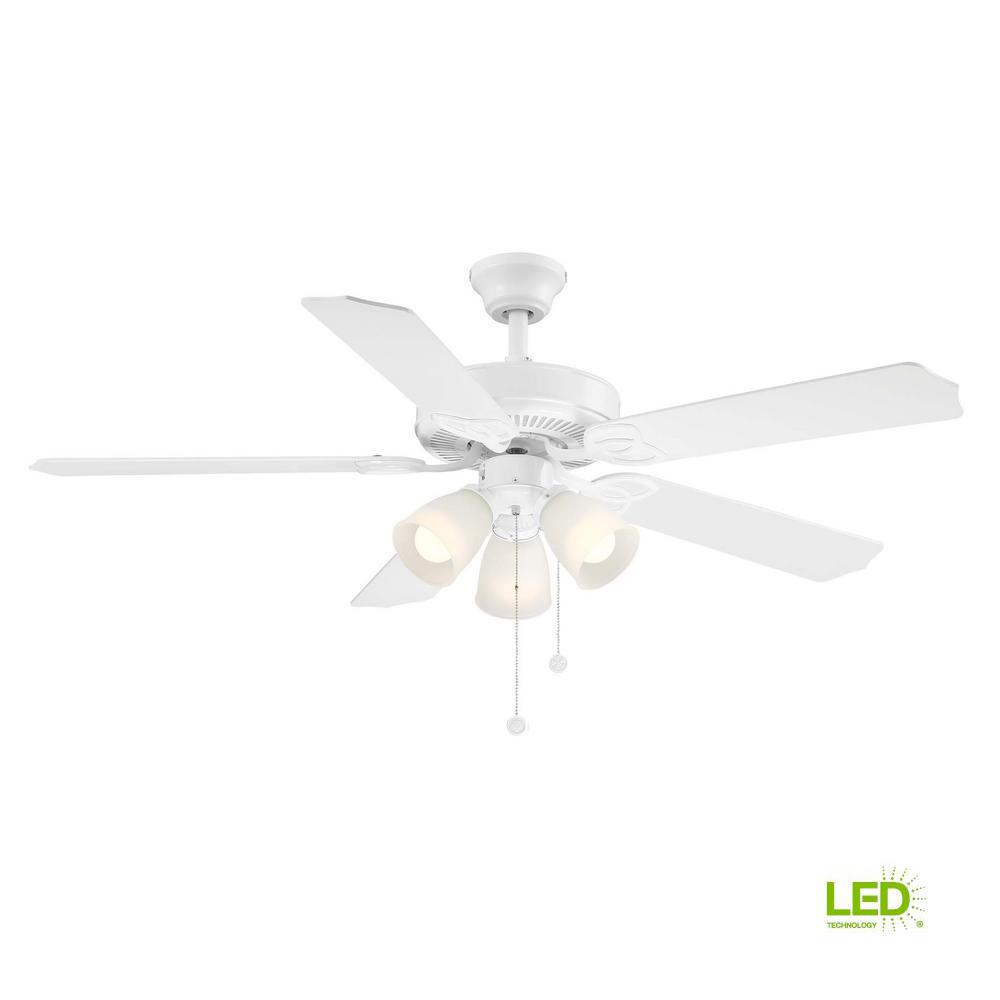 Brookhurst 52 in. LED Indoor White Ceiling Fan with Light Kit