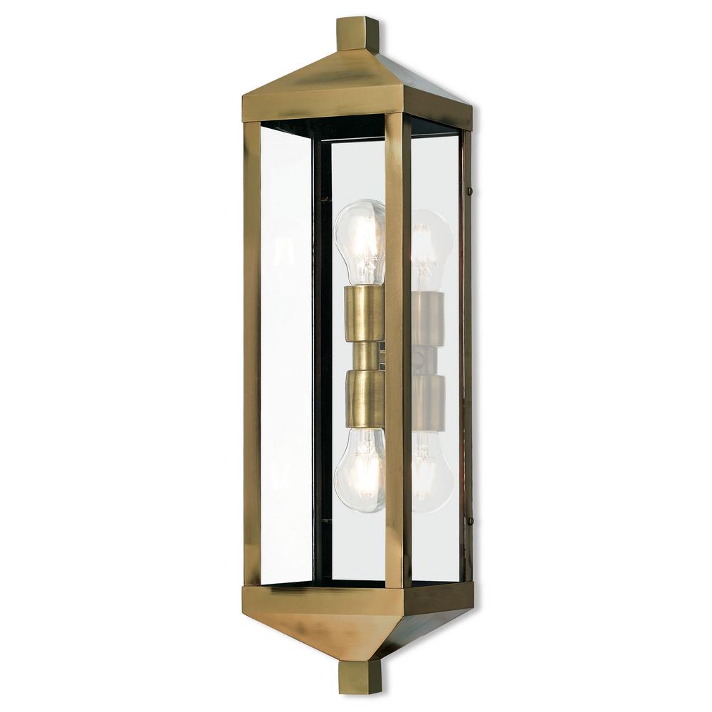 Livex Lighting Nyack Collection 2 Light Antique Brass Outdoor Wall Livex Lighting Nyack Collection 2 Light Antique Brass Outdoor Wall Mount Lantern