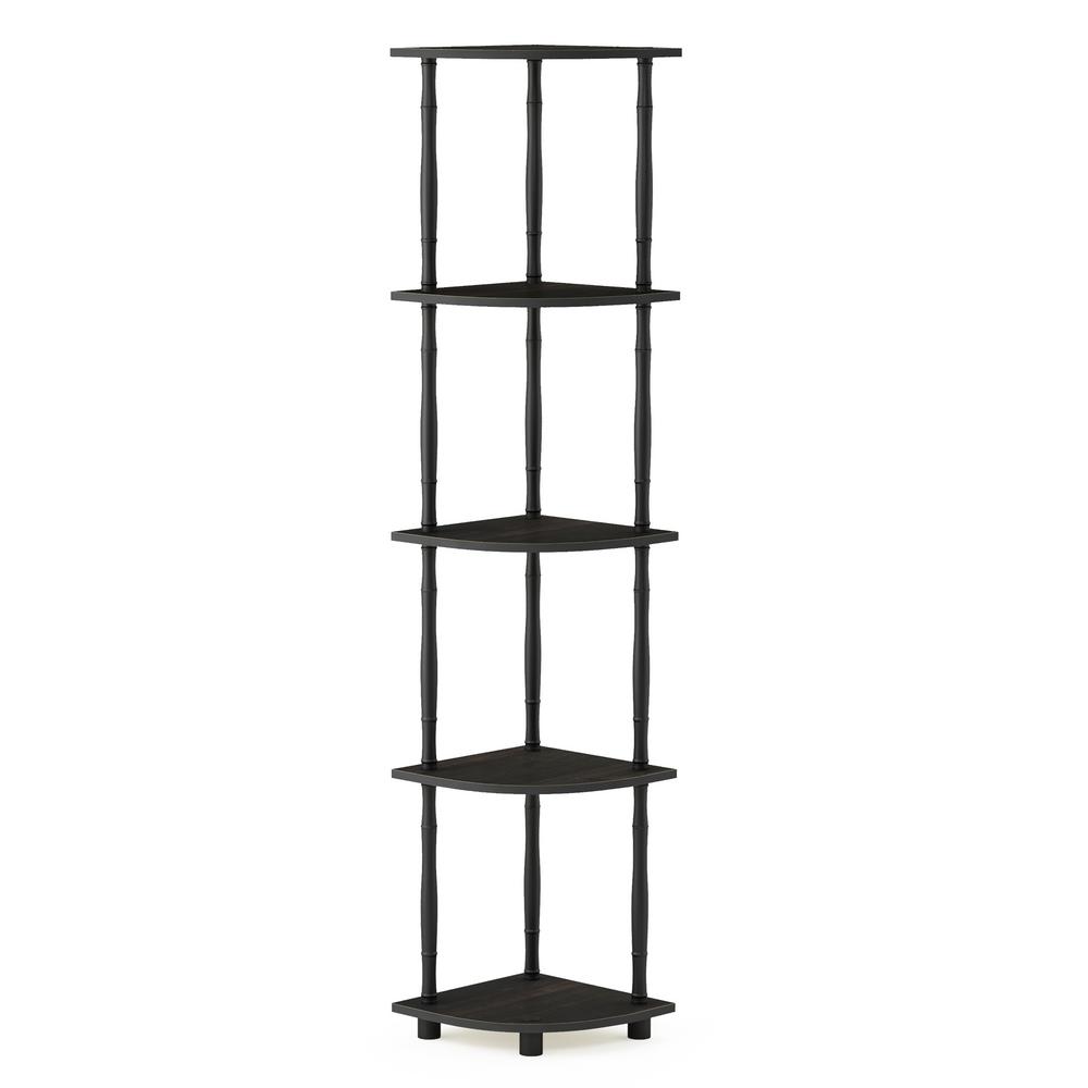 Espresso//Black Turn-N-Tube 5 Tier Corner Shelf