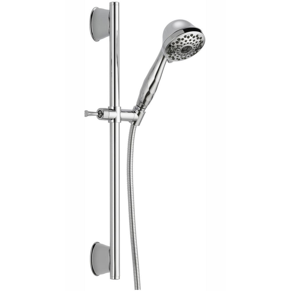 Delta 7 Spray Handheld Showerhead With Slide Bar And Pause In Chrome