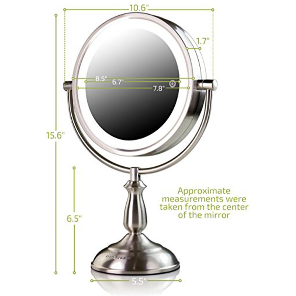 Ovente Nickel Brushed Dual Sided Led Lighted Makeup Mirror With