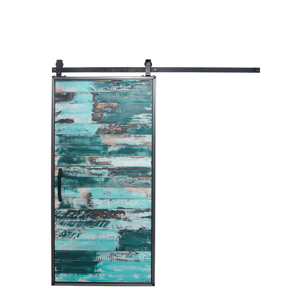 Rustica Hardware 42 inch x 84 inch Mountain Modern Aqua Wood Barn Door with... by Rustica Hardware