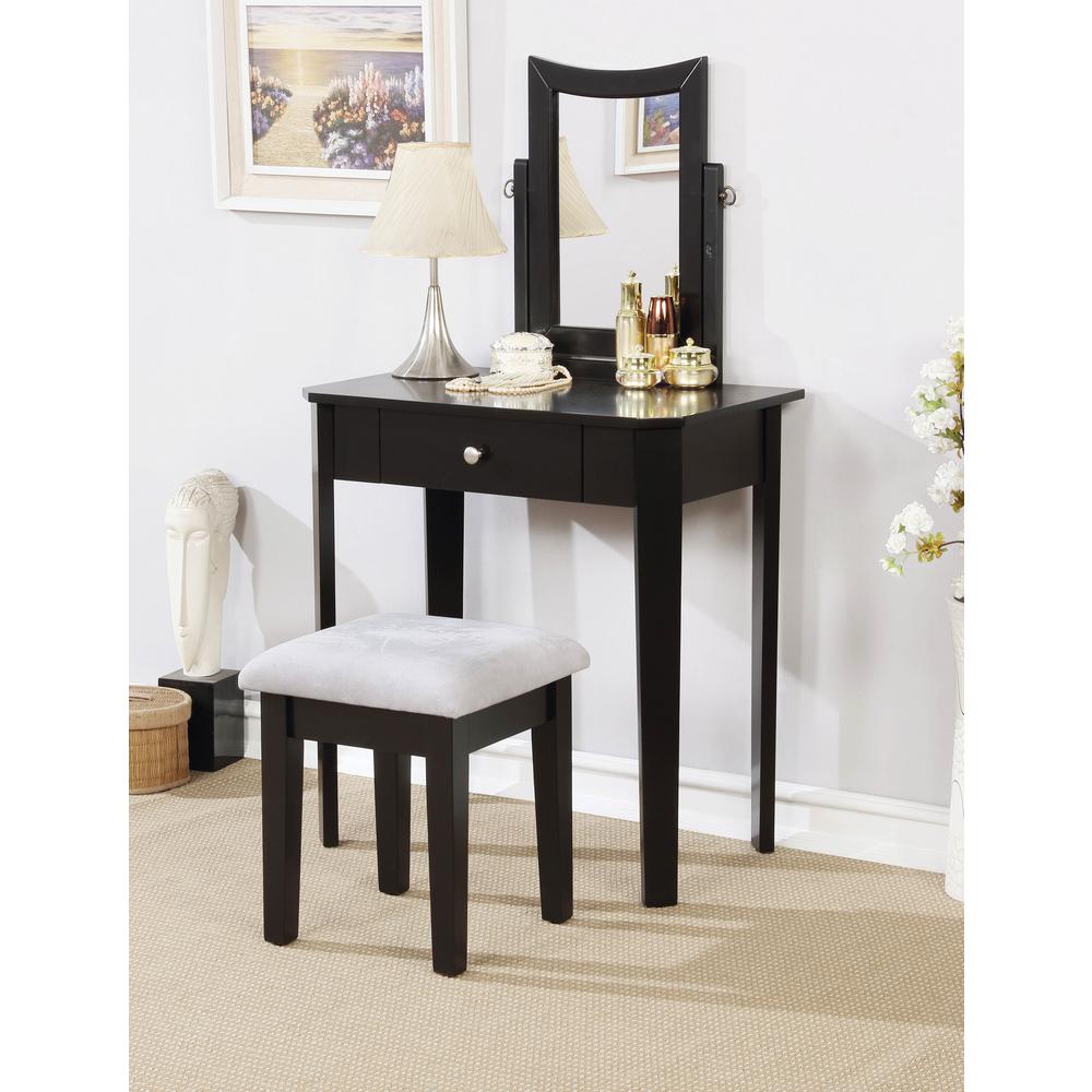 Furniture Of America Lucerne 2 Piece Black Vanity Set Idf Dk6360bk