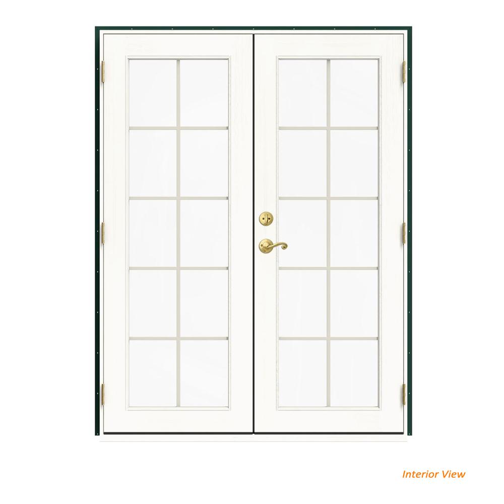 French Patio Door Doors Exterior The Home Depot 60 In X 80 W 2500 Green Clad Wood Left Hand