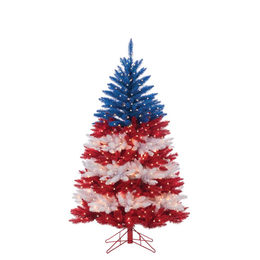 5 Ft Patriotic American Artificial Christmas Tree In Red White And Patriotic American Artificial Christmas Tree In Red White And Blue With 495