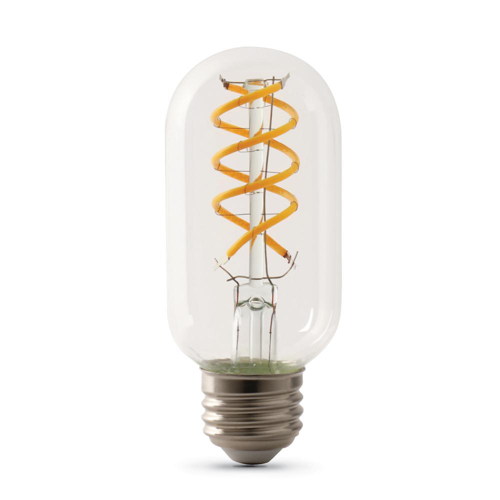 Feit Electric 25 Watt Equivalent 2100k T14 Dimmable Spiral Feit Electric 25 Watt Equivalent 2100k T14 Dimmable Spiral Filament Led Vintage Style Clear Glass Light Bulb Soft White S Cl Filed The Home Depot