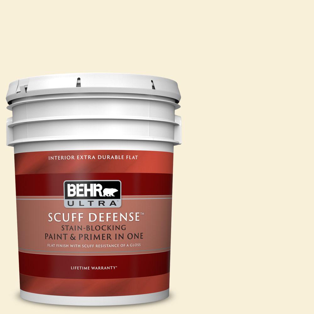 BEHR ULTRA SCUFF DEFENSE 5 gal. 320A1 Eggnog Extra Durable Flat