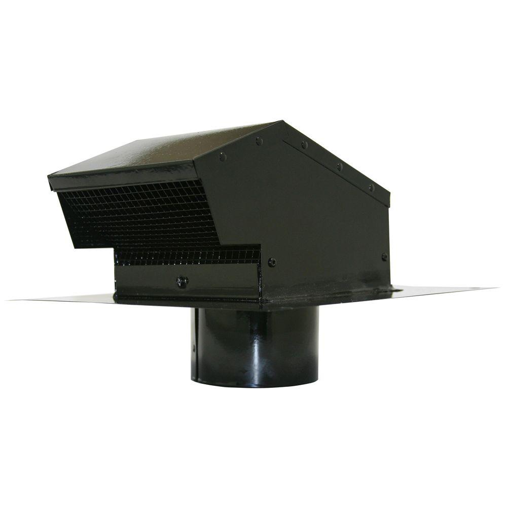 SpeediProducts 4 in. Galvanized Flush Roof Cap in Black with Removable Screen, Backdraft Damper