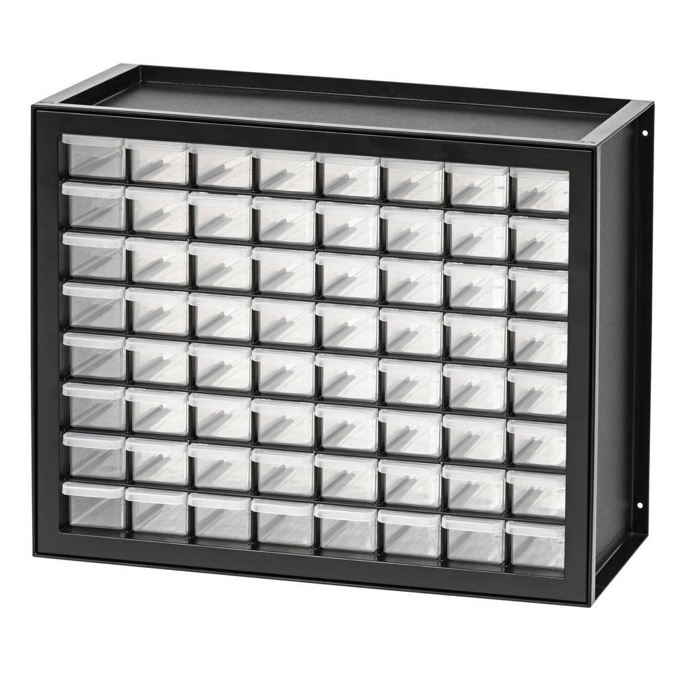 Iris 64 Drawer Parts Cabinet In Black 587634 The Home Depot
