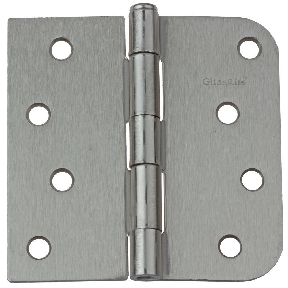 Satin Nickel Door Hinge 4.0/" W 1//4/" Radius /& 8 Screws
