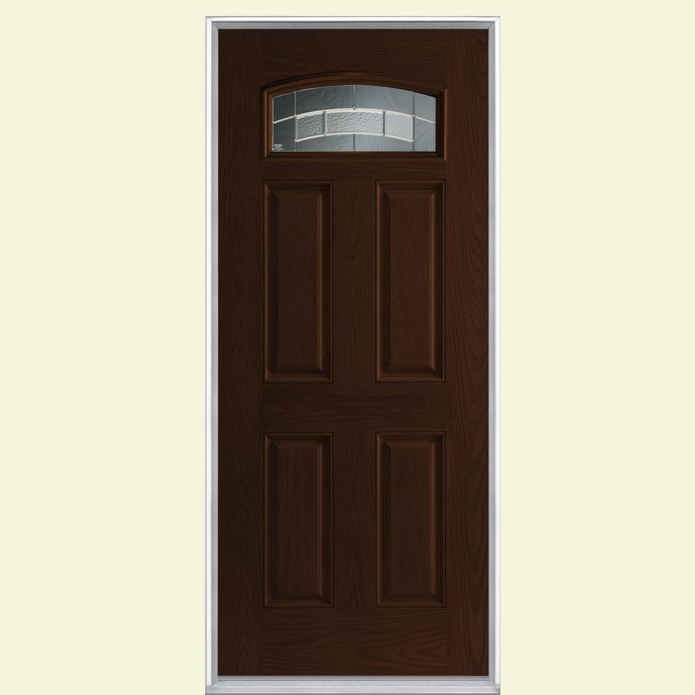 Masonite 36 In X 80 Croxley Camber Fan Lite Espresso Left Hand Croxley Camber Fan Lite Espresso Left Hand Oak Grain Finished Fiberglass Prehung Front Door No Brickmold