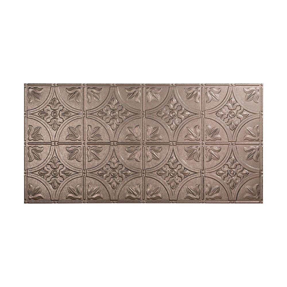 Fasade Traditional Style 2 2 Ft X 4 Ft Vinyl Glue Up Pvc Ceiling Tile In Galvanized Steel